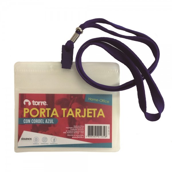 PORTA TARJETA 10 X 19 CM CON CORDON AZUL