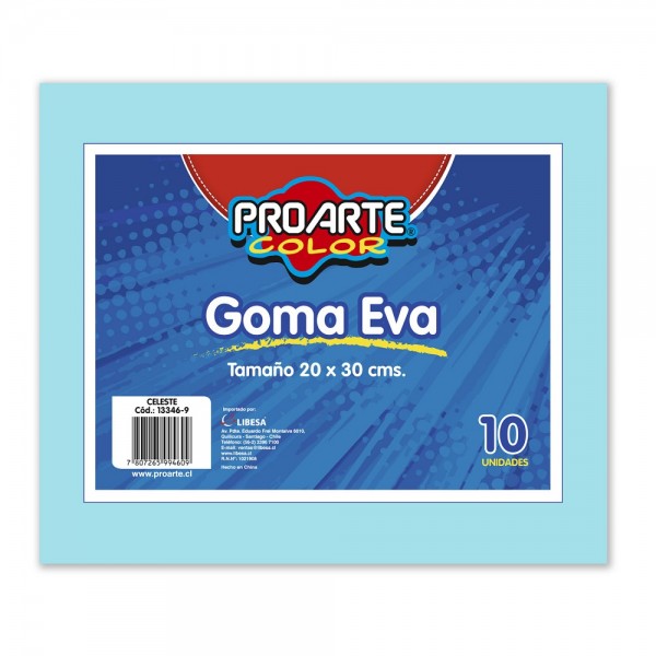 GOMA EVA CELESTE 20 X 30 CM 10 HOJAS