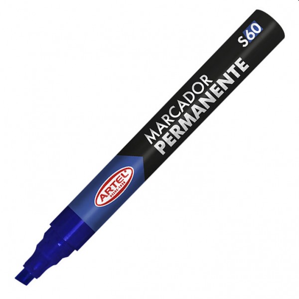 MARCADOR PERMANENTE S60 PUNTA BISELADA AZUL