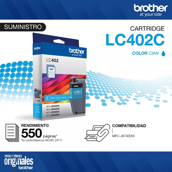 CARTUCHO TINTA LC402CS CIAN/CYAN 550 PAGINAS