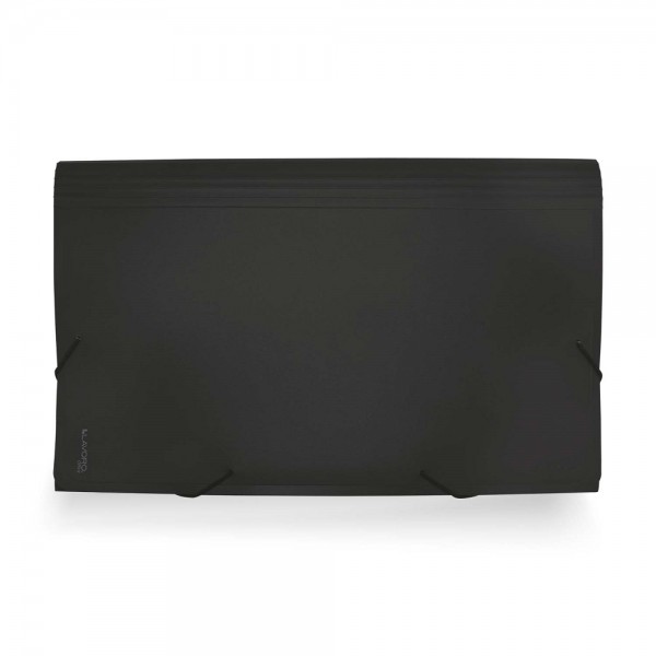CARPETA CON FUELLE OFICIO 12 DIVISIONES PP CON ELASTICO NEGRO