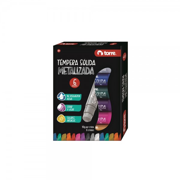 TEMPERA SOLIDA 6 COLORES METALICA