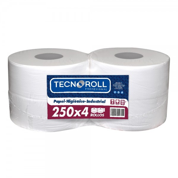 PAPEL HIGIENICO DOBLE HOJA 250 MT 4 ROLLOS INDUSTRIAL