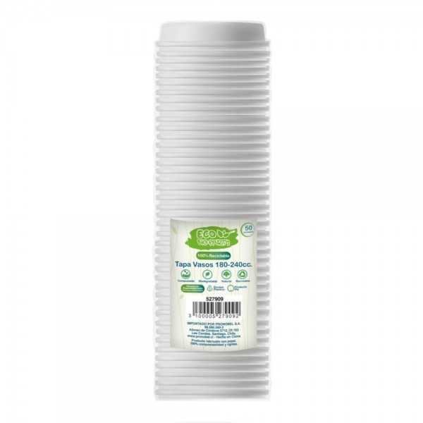 TAPA VASO 6-8 OZ PLASTICO ECO 50 UN