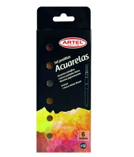 ACUARELA 6 COLORES METALICO/TIERRA 