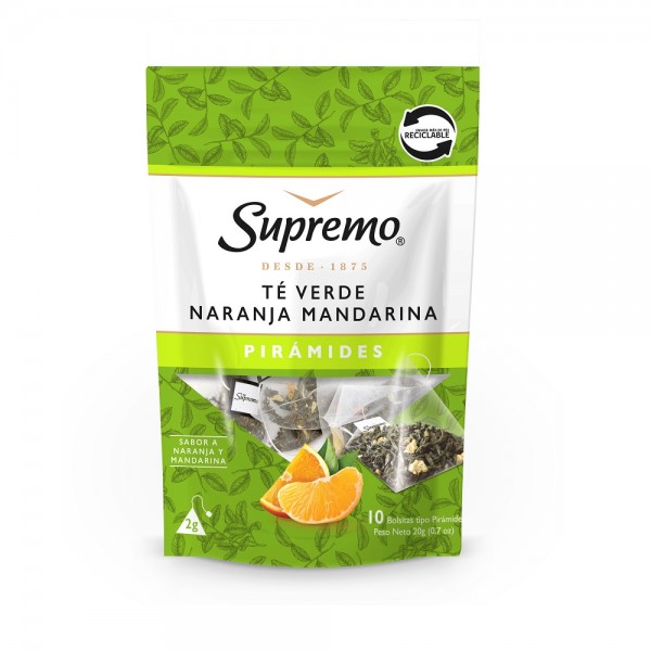 TE PIRAMIDE VERDE NARANJA MANDARINA 10 BOLSAS