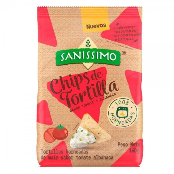 CHIPS TORTILLA SABOR TOMATE ALBAHACA HORNEADAS 160 GR