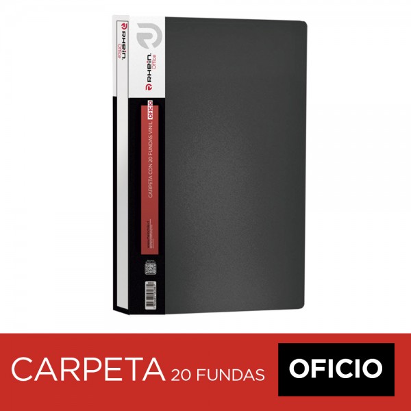 CARPETA CON FUNDAS OFICIO NEGRA 20 FUNDAS