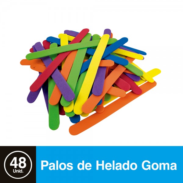 PALOS DE HELADO GOMA EVA COLORES SURTIDOS 48 UN