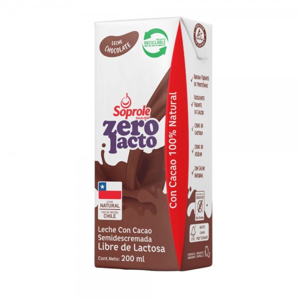 LECHE LIQUIDA SEMI DESCREMADA SIN LACTOSA CHOCOLATE 200 CC