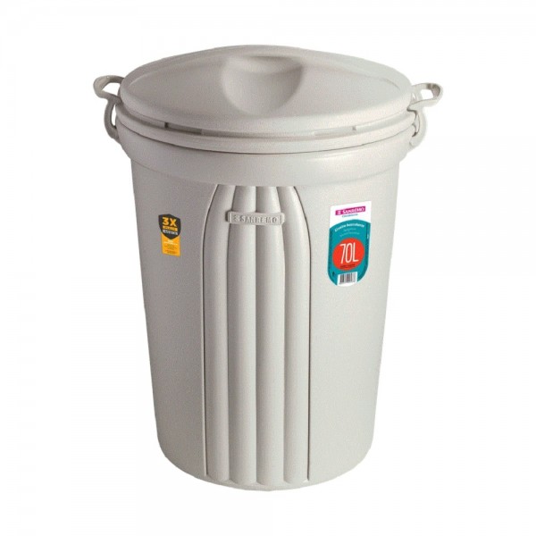 BASURERO PLASTICO CON TAPA REDONDO 70 LT