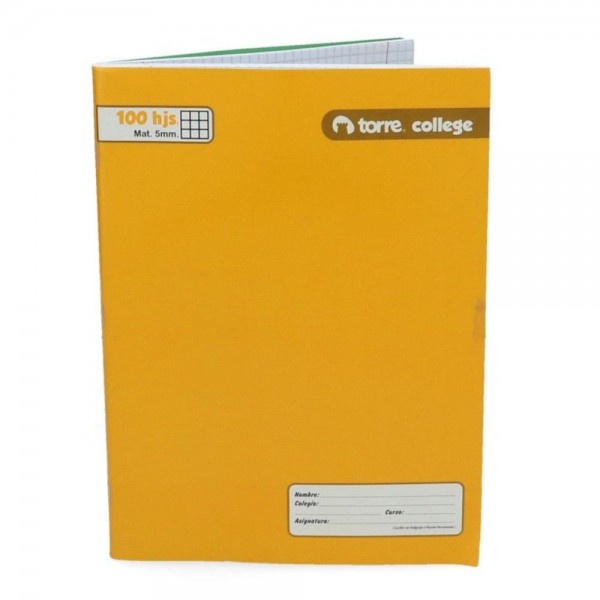 CUADERNO COLLEGE MATEMATICA 5 MM  LISO 100 HOJAS