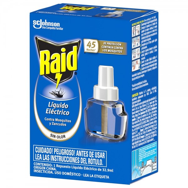INSECTICIDA ELECTRICO LIQUIDO REPUESTO MOSQUITOS Y ZANCUDOS 32.9 ML