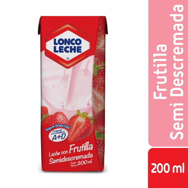 LECHE CAJA SEMI DESCREMADA CON SABOR FRUTILLA 200 CC