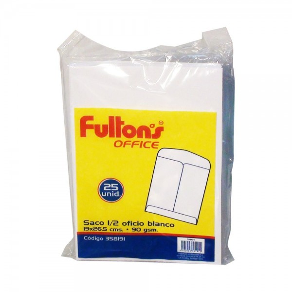 SOBRE SACO 1/2 OFICIO BLANCO 90 GR 25 UN
