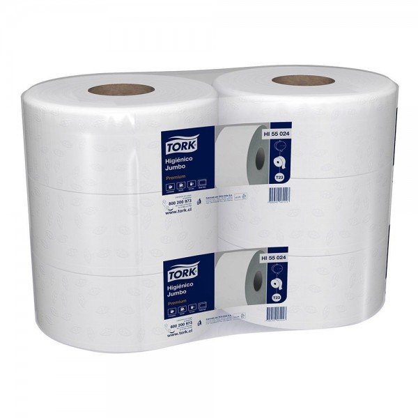 PAPEL HIGIENICO JUMBO DOBLE HOJA 250 MT 6 ROLLOS PREMIUM