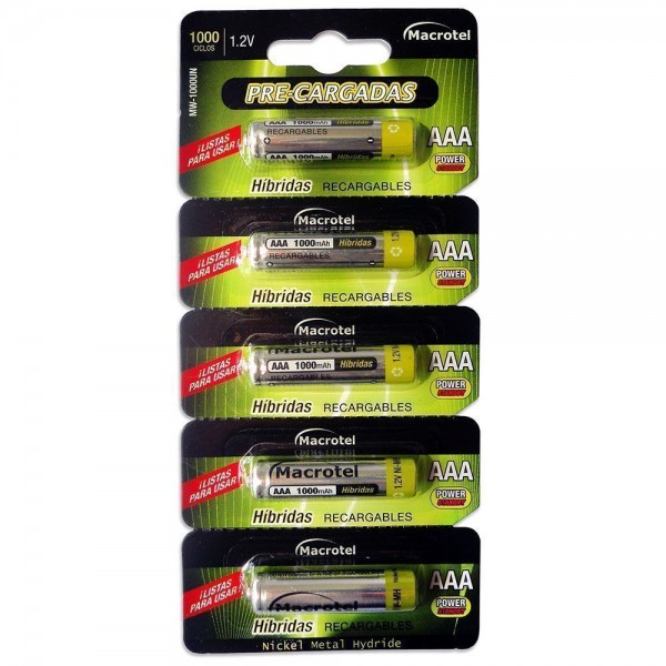 PILA RECARGABLE AAA 1000 MAH HIBRIDA 5 UN